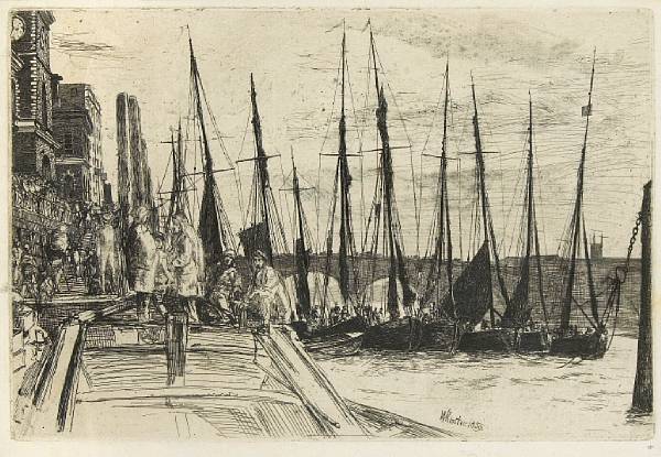 Appraisal: James Abbott McNeill Whistler American - Billingsgate K Etching on