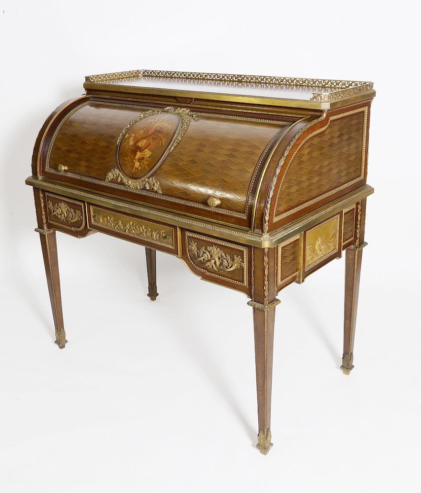 Appraisal: Fine French Ormolu Mounted and Parquetry Inlaid Louis XVI Lady's