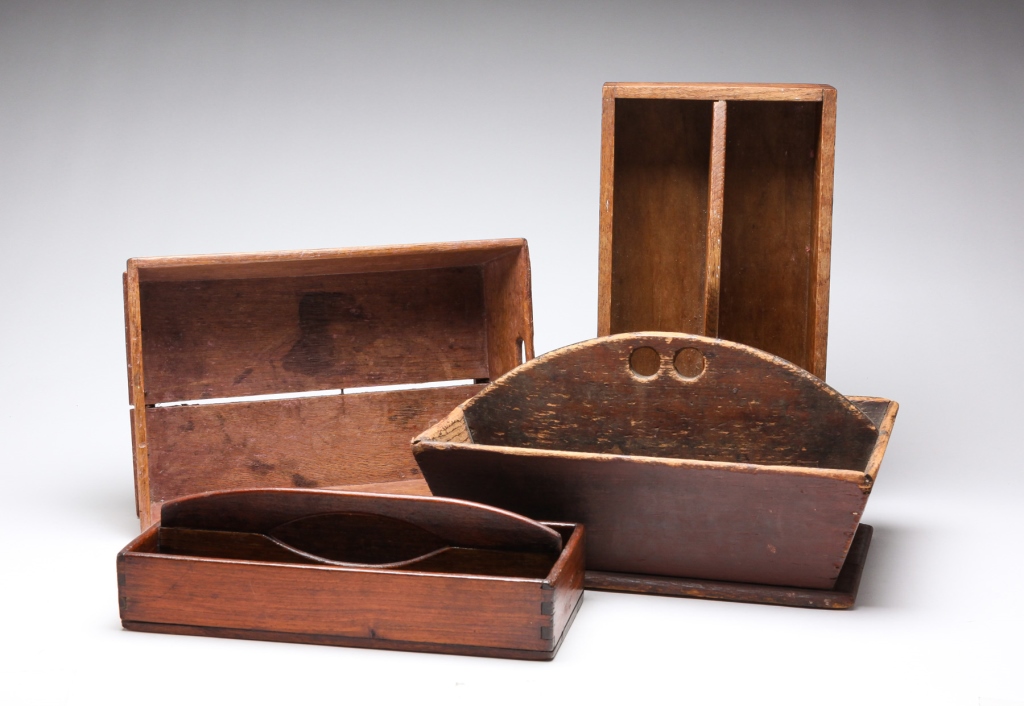 Appraisal: Second half th century Pine cutlery tray with canted sides