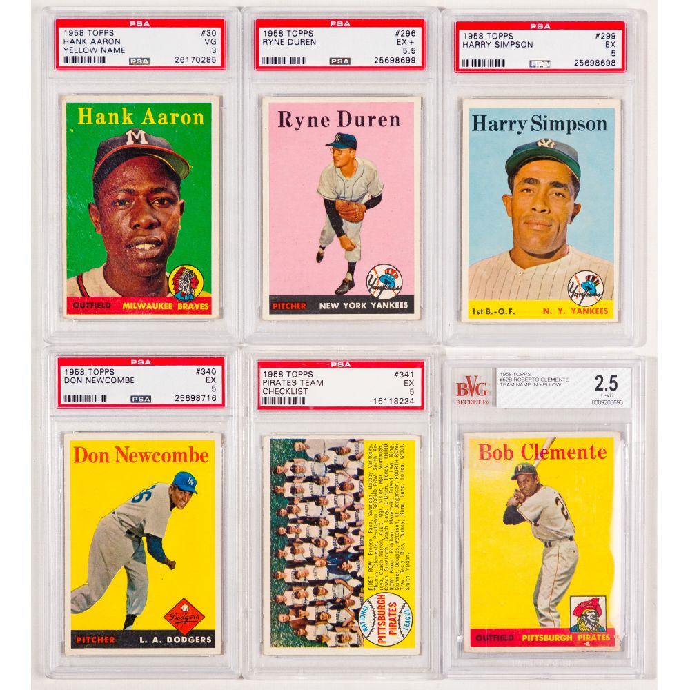 Appraisal: TOPPS BASEBALL PSA BVG ASSORTMENT graded cards including Hank Aaron