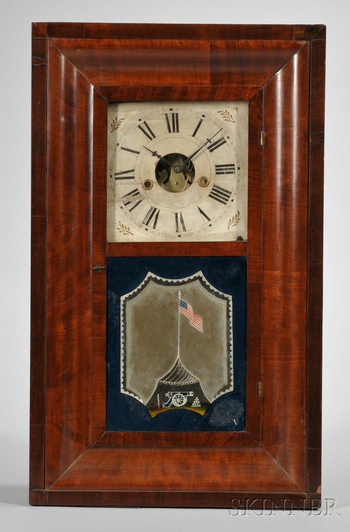 Appraisal: Mahogany Ogee Clock by William S Johnson with wooden dial