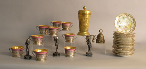 Appraisal: Ten Lenox pink and gold coffees with sterling double cup