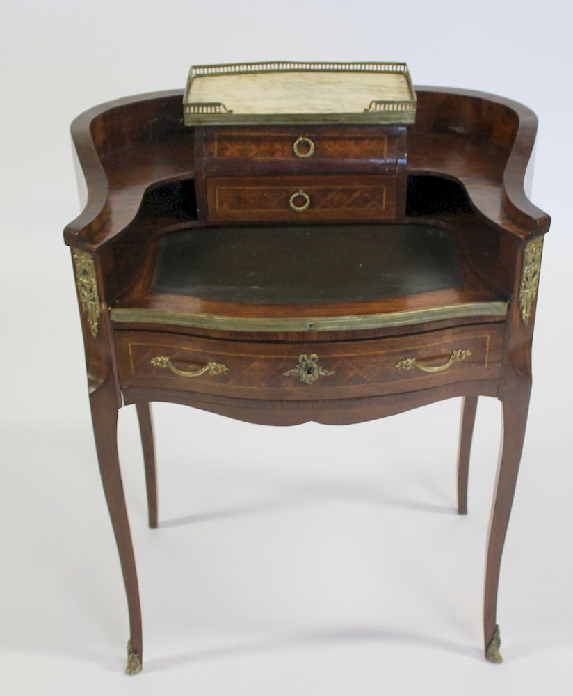 Appraisal: Antique Continental Leathertop Desk with Marble Top From a Rye