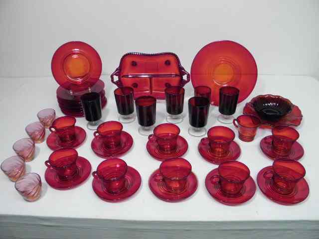 Appraisal: Large lot of assorted ruby glassware Includes a set of