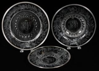 Appraisal: HORACE ELGIN DODGE CRYSTAL PLATES AND BOWLS SILVER EDGE PCS