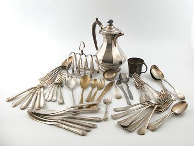 Appraisal: A mixed lot of electroplated items comprising a hot water