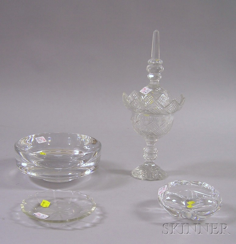 Appraisal: Four Colorless Glass Table Items an Orrefors bowl Hadeland crystal