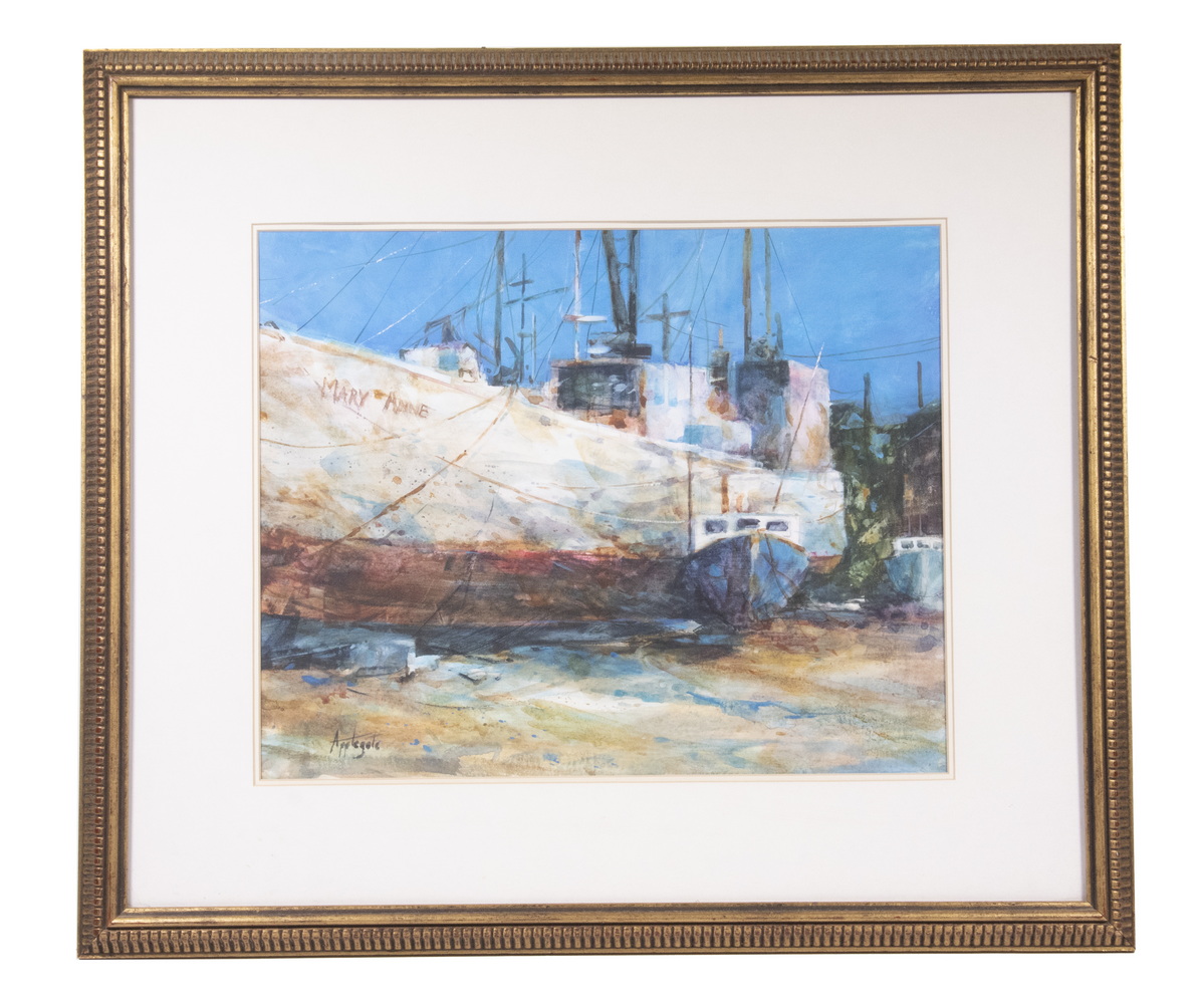 Appraisal: BARBARA APPLEGATE ME - Mary Anne in Drydock watercolor on