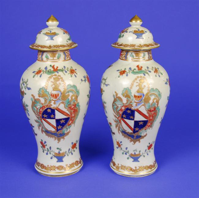 Appraisal: PAIR OF SAMSON COVERED VASES th century height inches Condition