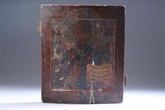 Appraisal: RUSSIAN ICON OF SAINT NICHOLAS th century Tempera and gesso