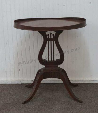 Appraisal: ca 's Mersman Lyre Harp Lamp Table Produced during the