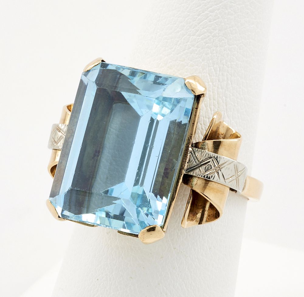 Appraisal: k Yellow white gold emerald-cut aquamarine ring k Yellow and