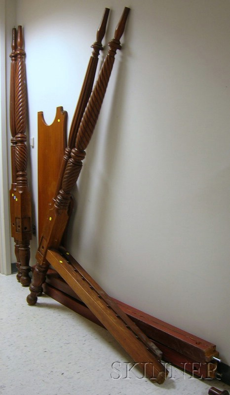 Appraisal: Classical Mahogany Rope-turned Tall Post Bed with rails approx ht