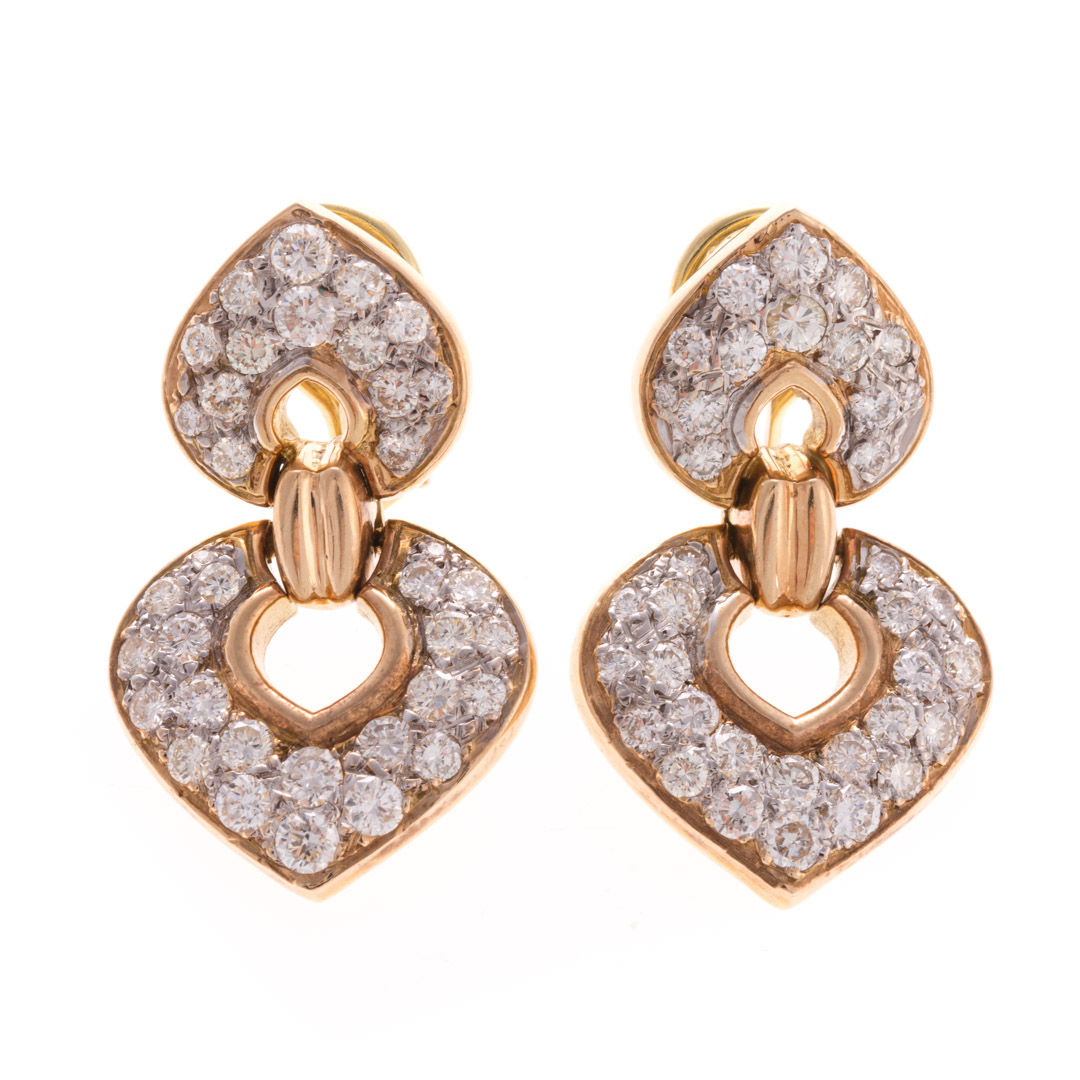 Appraisal: A Lady's K Diamond Ear Pendants K yellow gold ear