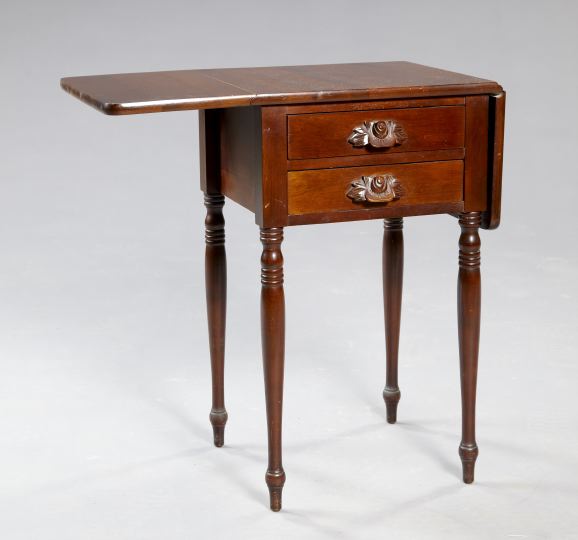 Appraisal: American Sheraton Revival Mahoganized Hardwood Work Table third quarter th