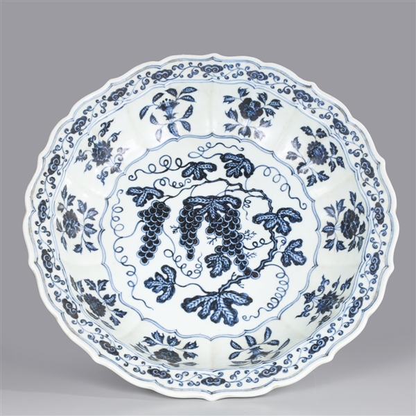 Appraisal: Chinese blue and white porcelain charger with floral designs to