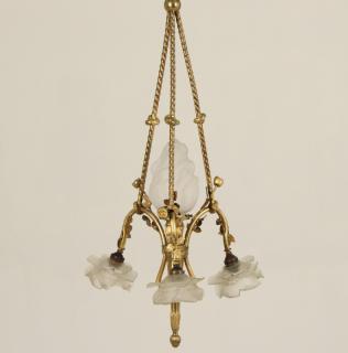 Appraisal: FRENCH BRONZE AND GILT METAL LIGHT CHANDELIER FRENCH DORE BRONZE