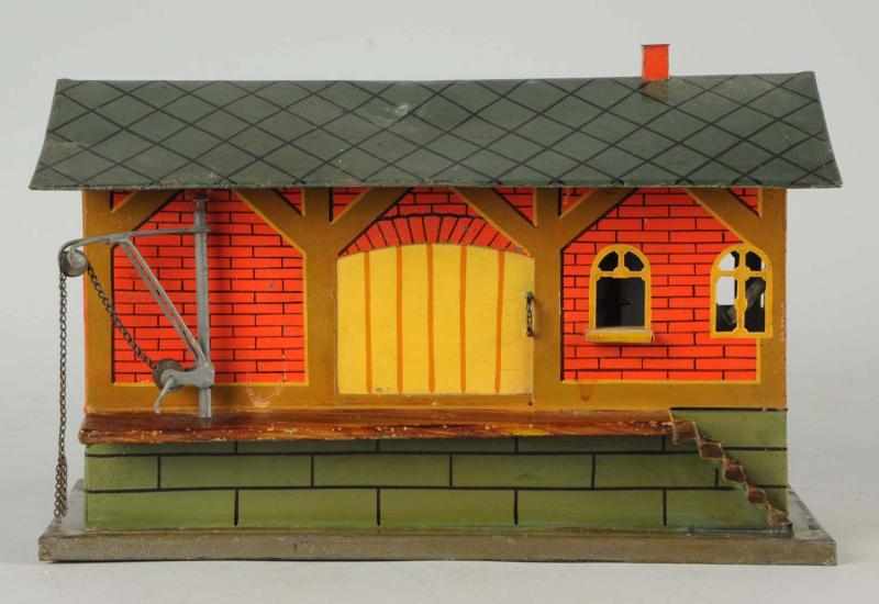 Appraisal: Hand-Painted Marklin O-Gauge Freight Shed German Circa Original boom and