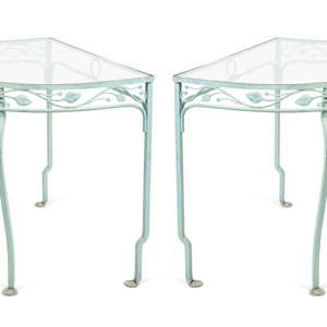 Appraisal: A Salterini Laurel Wrought Iron Glass Top Two-Part Dining Table