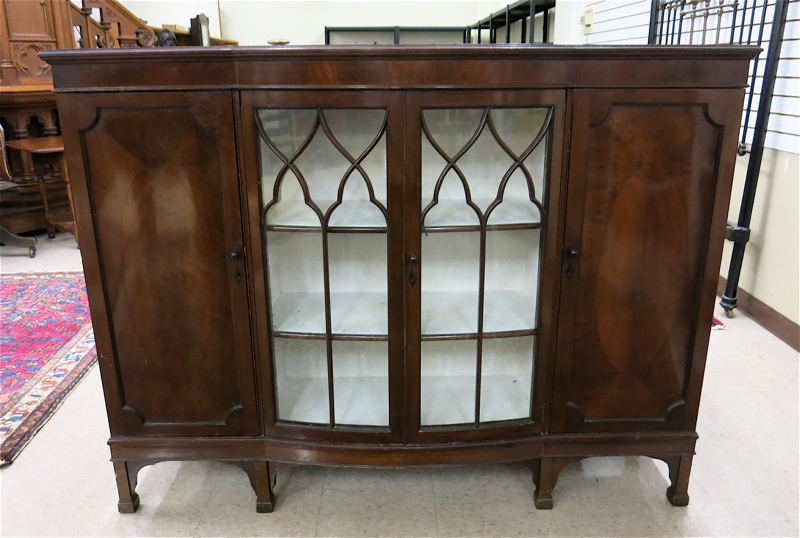 Appraisal: GEORGE III STYLE MAHOGANY CABINET BOOKCASE English mid- th century