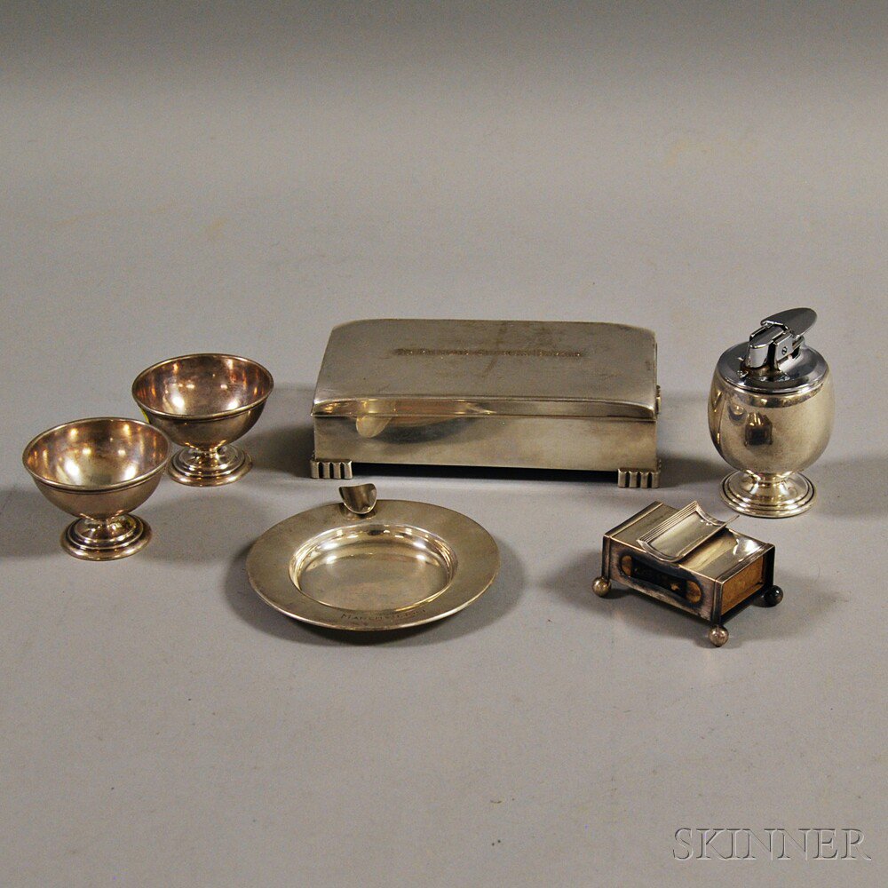 Appraisal: Group of Sterling Silver Smoking Accessories two Gorham raised dishes