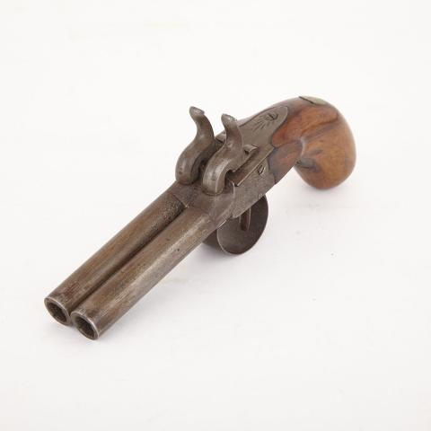 Appraisal: Belgian Double Barrel Percussion Pistol th century with inch screw