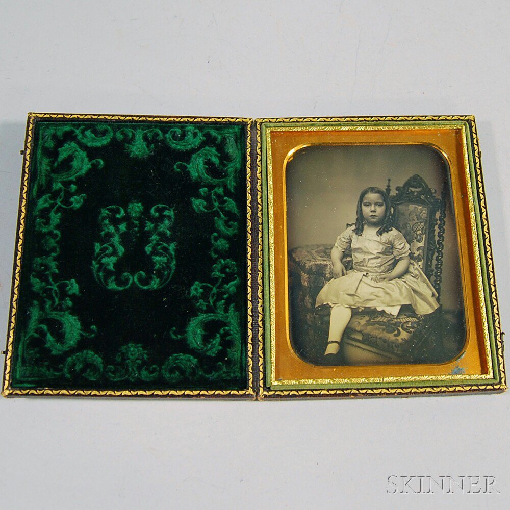 Appraisal: Half-plate Daguerreotype Portrait of a Little Girl Seated in a