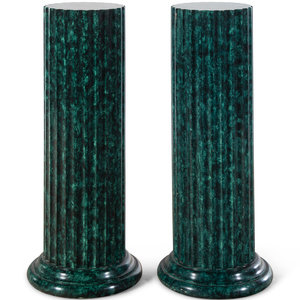 Appraisal: A Pair of Painted Wood Pedestals th Century each painted