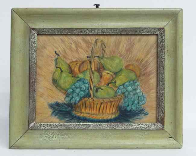 Appraisal: th c watercolor still life with basket of fruit Sight