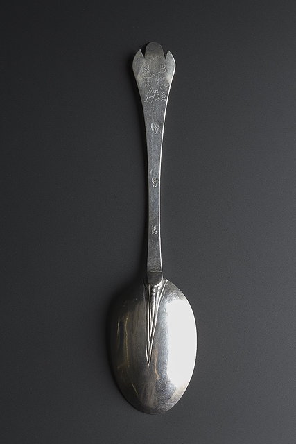 Appraisal: A WEST COUNTRY SILVER TREFID SPOON c - stamped twice