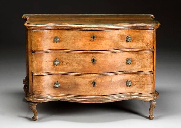 Appraisal: A Venetian Rococo walnut commode late th century The serpentine