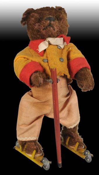 Appraisal: German Bing Wind-Up Skating Bear Toy Description Plush bear with