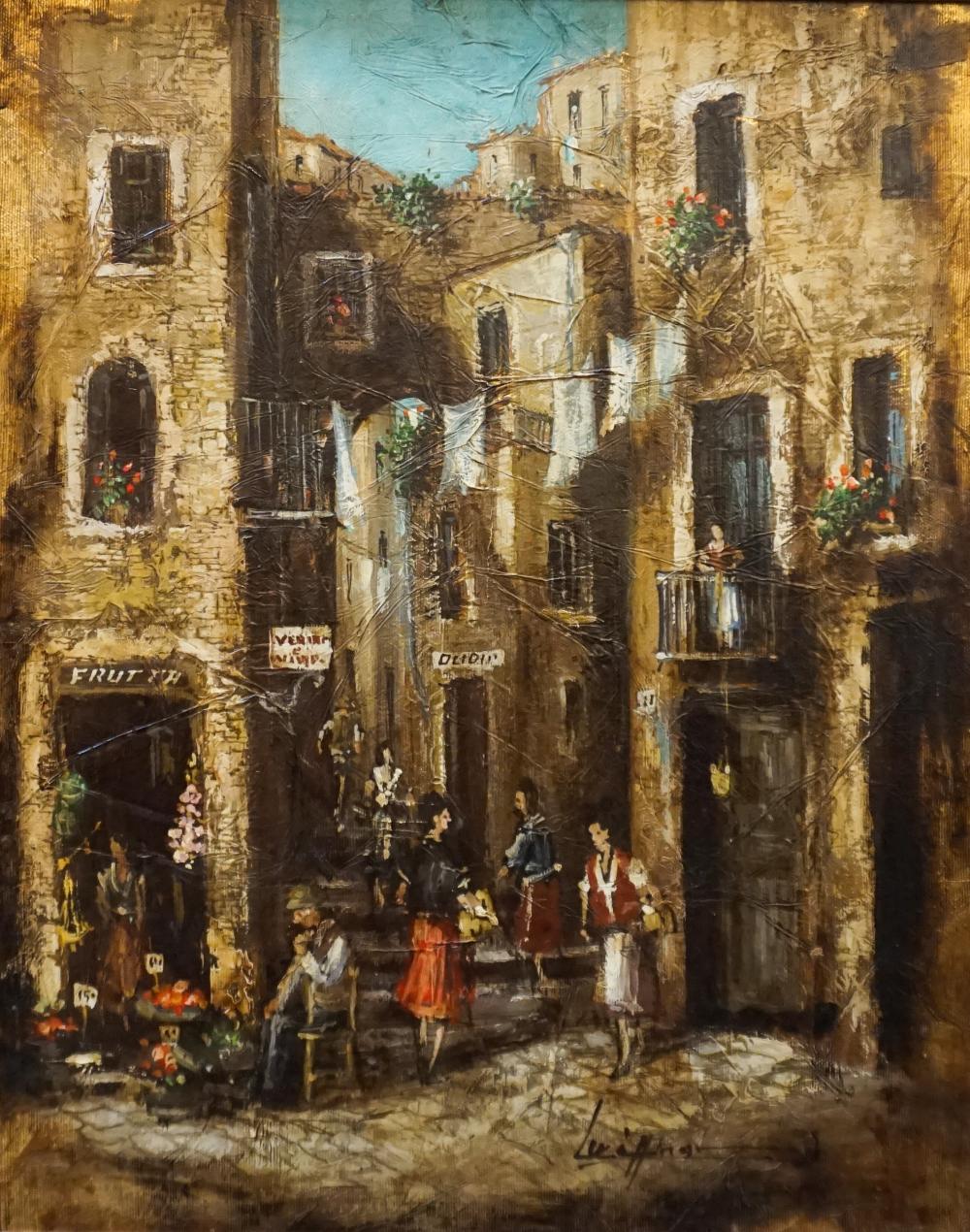 Appraisal: Spanish th Century School City Scene Oil on Canvas Signed