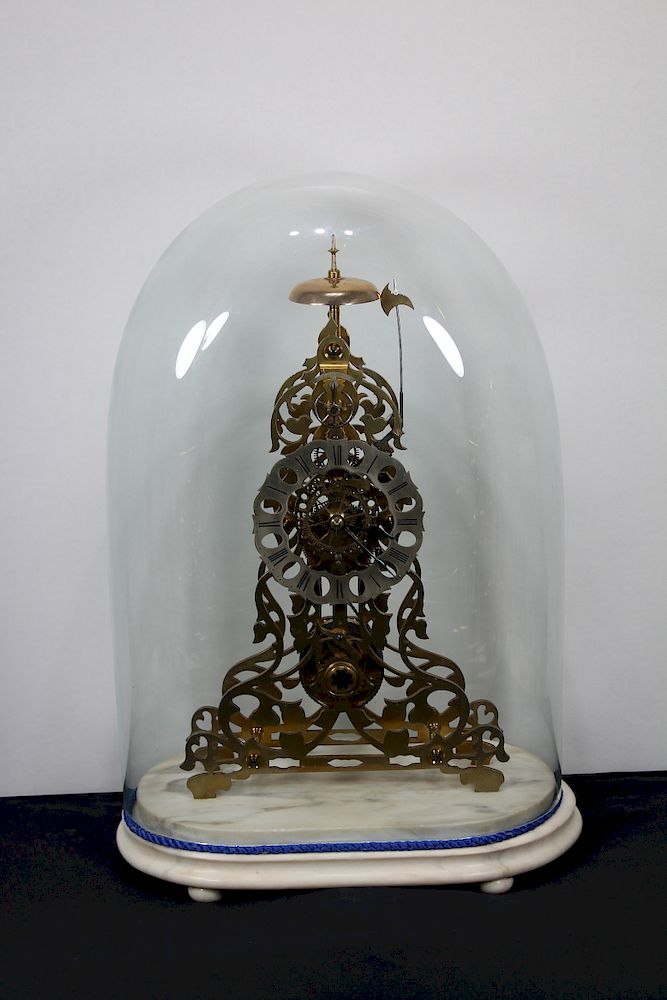 Appraisal: th C English Skeleton Clock in Dome th C English