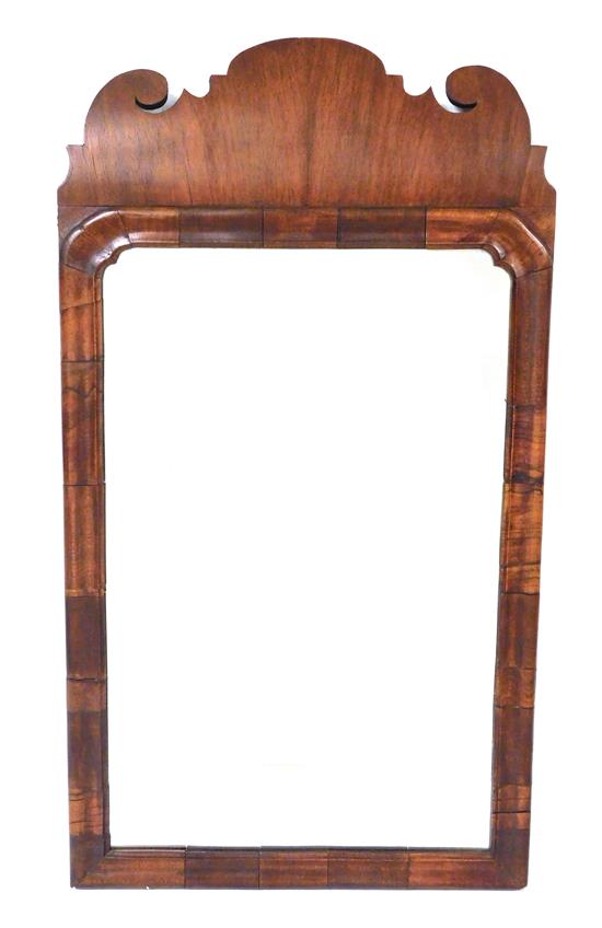 Appraisal: Queen Anne wall mirror th c walnut veneer oblong frame