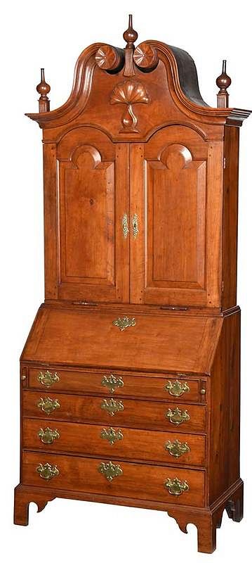 Appraisal: Important American Chippendale Desk and Bookcase Connecticut th century upper