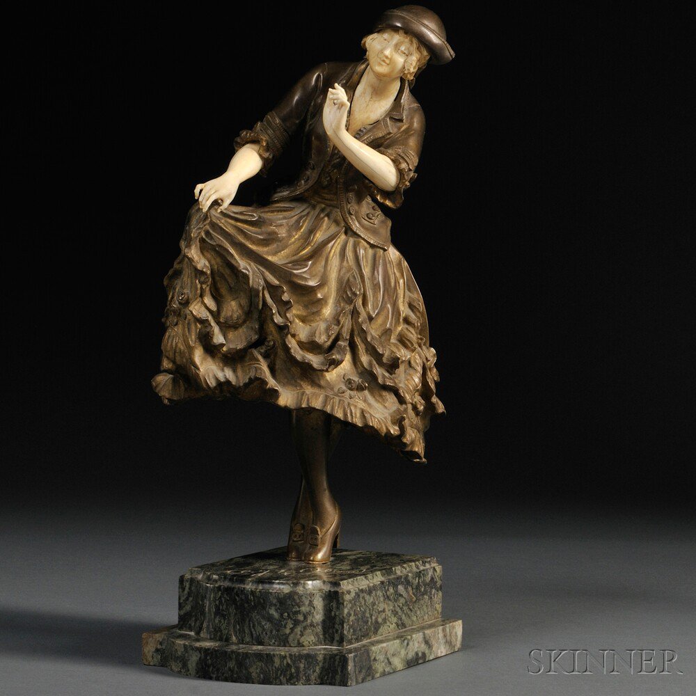 Appraisal: Continental School Early th Century Bronze and Ivory Figure of