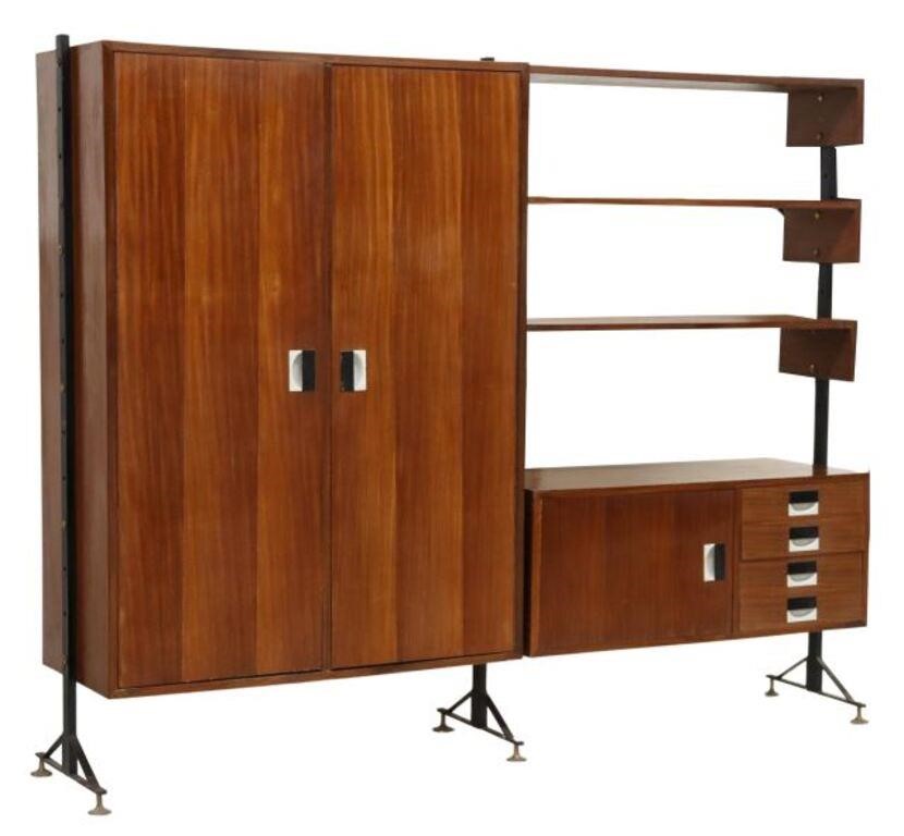 Appraisal: Italian mid-century modern teak modular bookcase c s three open