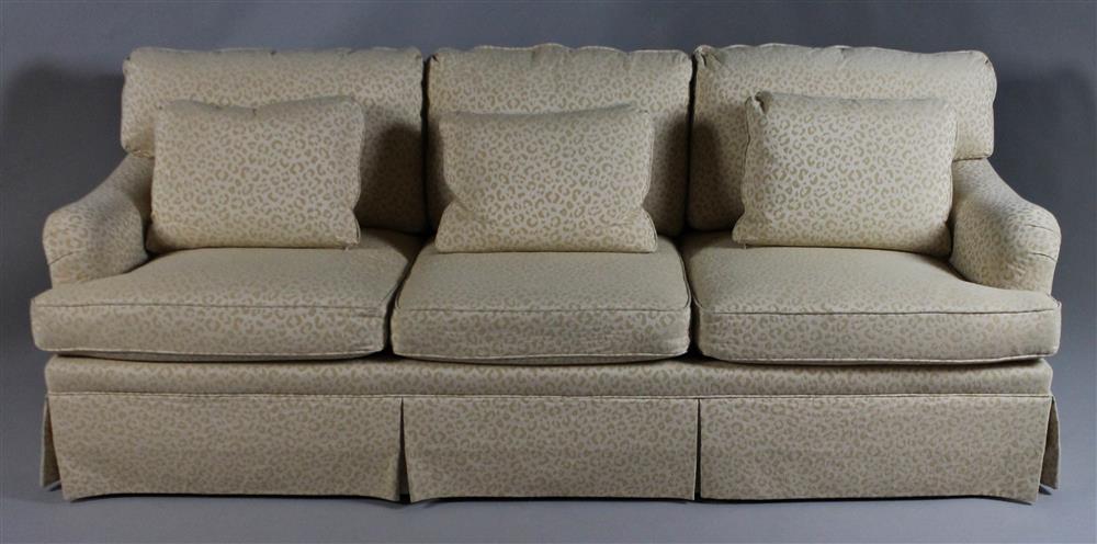 Appraisal: CONTEMPORARY SOFA WITH P KAUFMANN'S PANTHERA LEOPARD PRINT UPHOLSTERY having