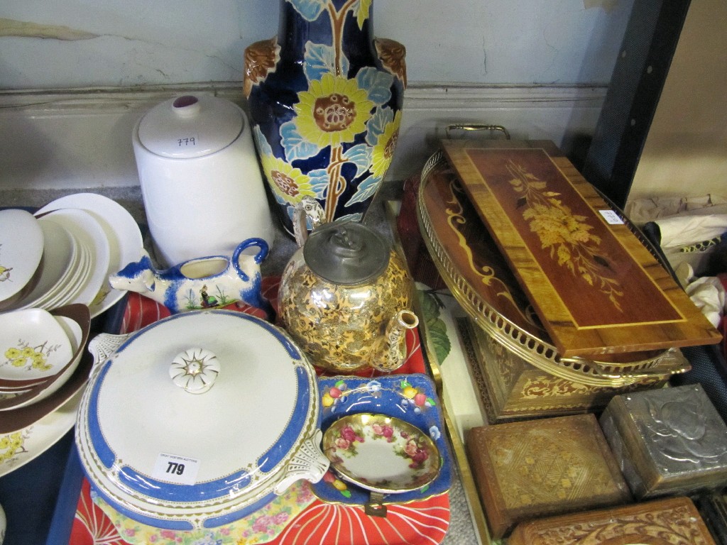 Appraisal: Lot comprising a tray of assorted ceramics and assorted wooden