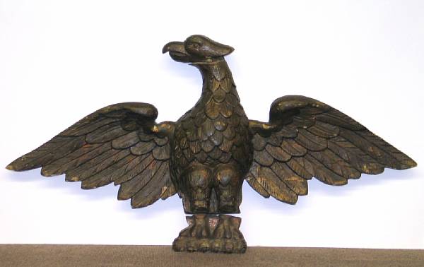 Appraisal: A carved gilt wood eagle th century Depicted wing spread