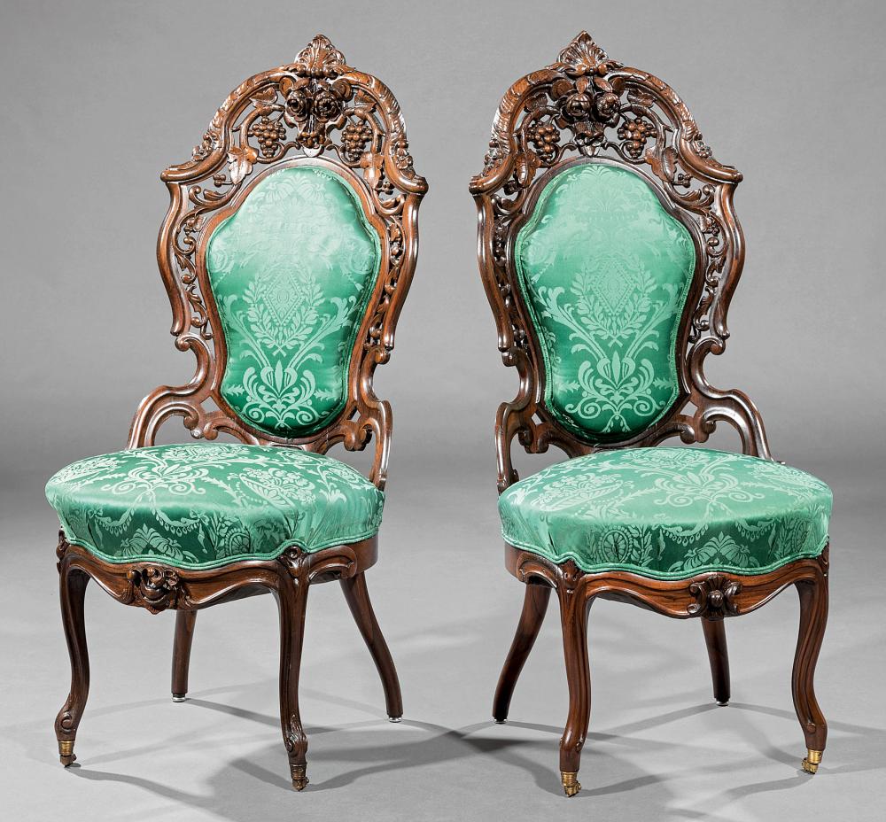 Appraisal: Pair of American Rococo Carved and Laminated Rosewood Side Chairs