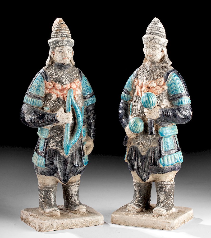 Appraisal: Pair of Chinese Ming Dynasty Pottery Soldiers East Asia China