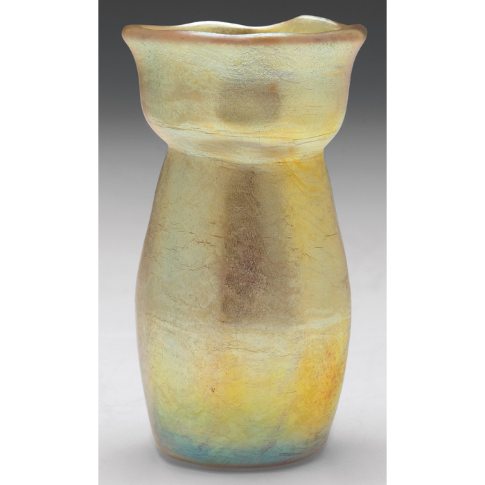 Appraisal: L C Tiffany vase organic shape in iridescent gold favrile