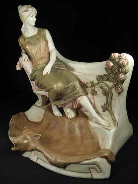 Appraisal: Royal Dux by Amphora Art Nouveau porcelain figural letter stand