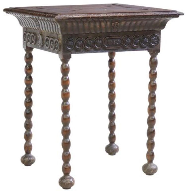 Appraisal: Spanish side table fashioned from th c elements burl walnut