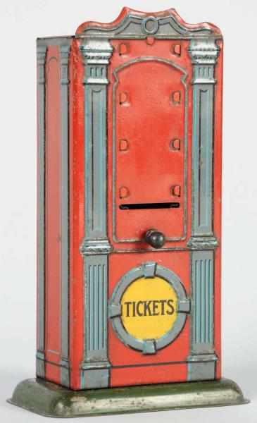 Appraisal: Tin Litho Bing Train Ticket Dispenser German Marked Tickets on