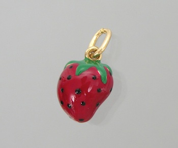 Appraisal: An Italian k and Enamel Strawberry Pendant k yellow gold