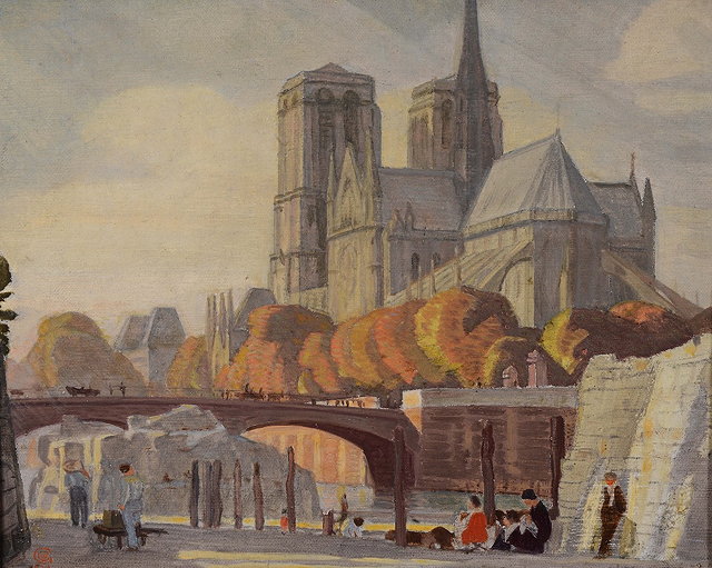 Appraisal: CHARLES MARCH GERE - 'Notre Dame' signed with monogram and