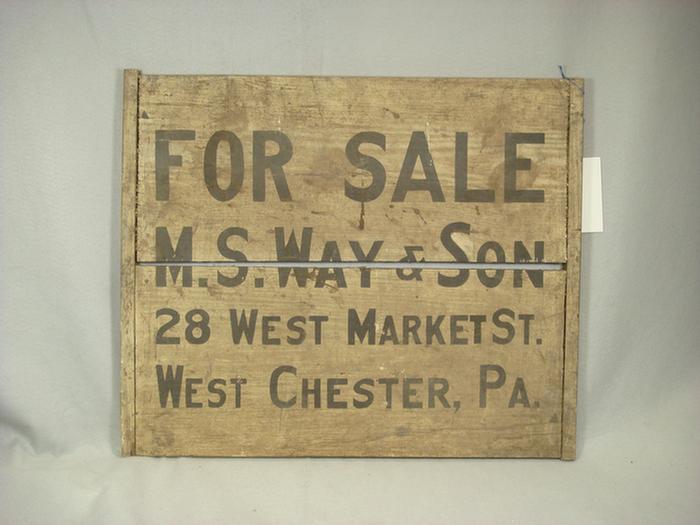 Appraisal: Painted wood store sign For Sale M S Way Son